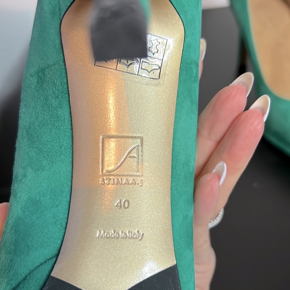 Stinaa.J green suede pumps made in Italy size 10 - Picture 7 of 9